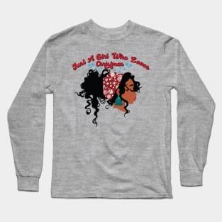 Just a Girl Who Loves Christmas, Black Girl Christmas Long Sleeve T-Shirt